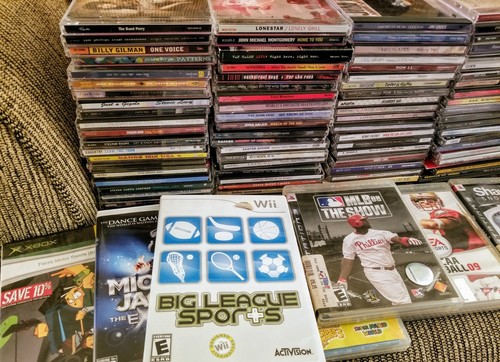 HUGE MIXED MEDIA LOT GAMES-CDS-DVDS-ETC