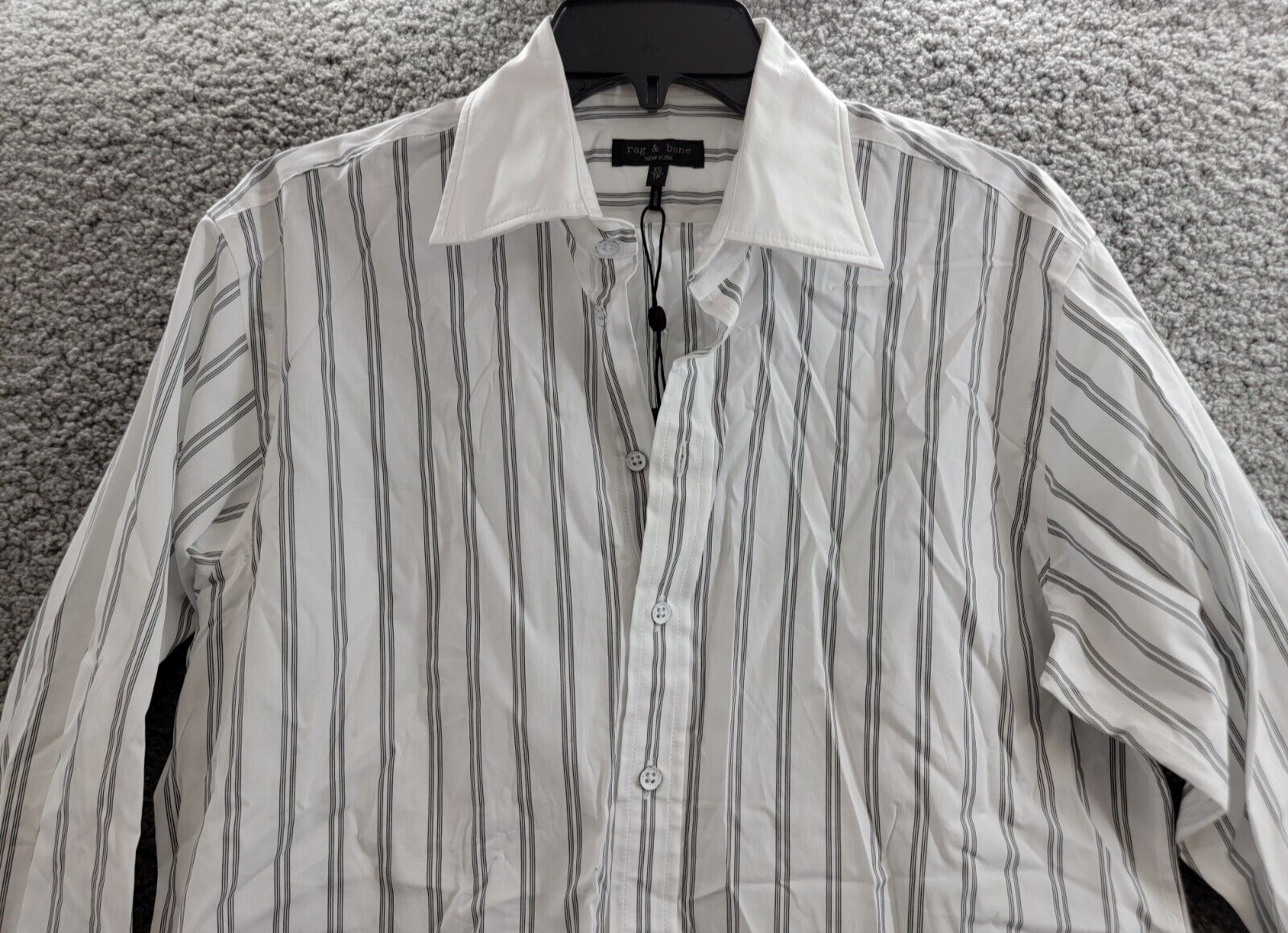 Rag & Bone Diana Stripe Shirt Women's XS White Stripe Collared Button Closure - Picture 3 of 19