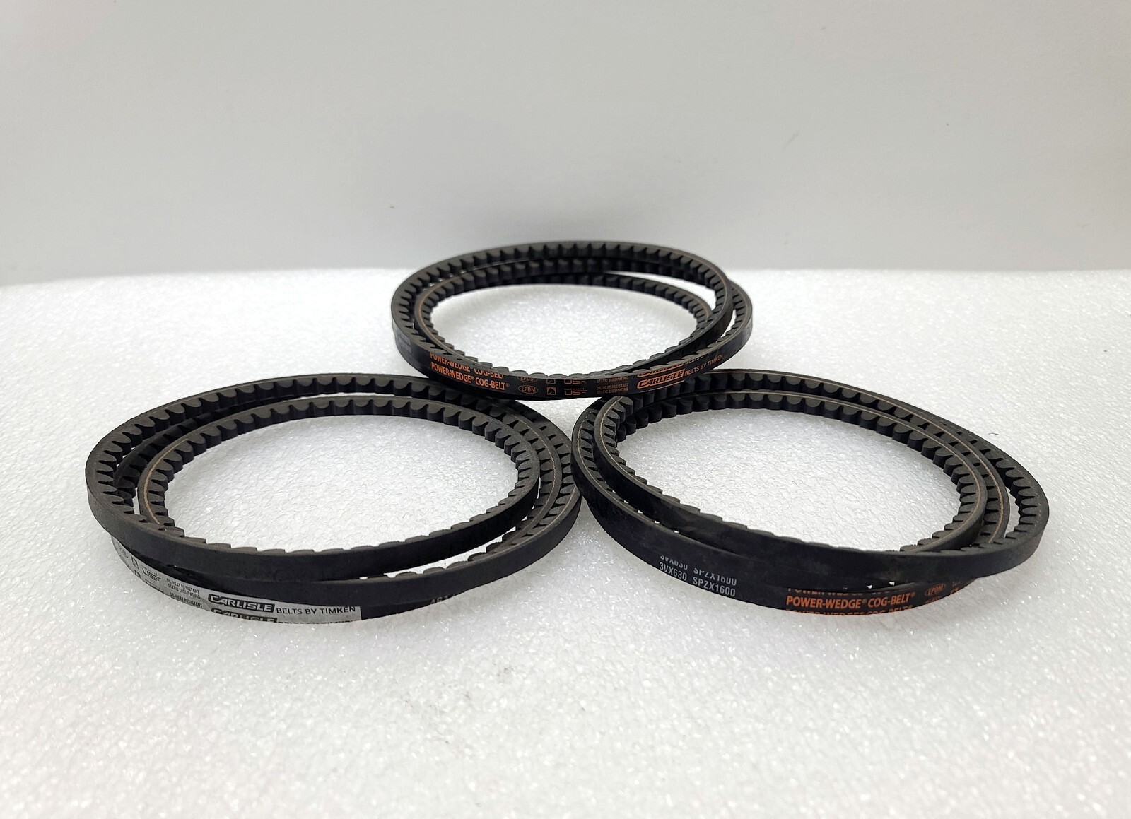 デュアルエクササV Lot Of 3 New Carlisle 3VX630 Power-Wedge Cog-Belt SPZX1600