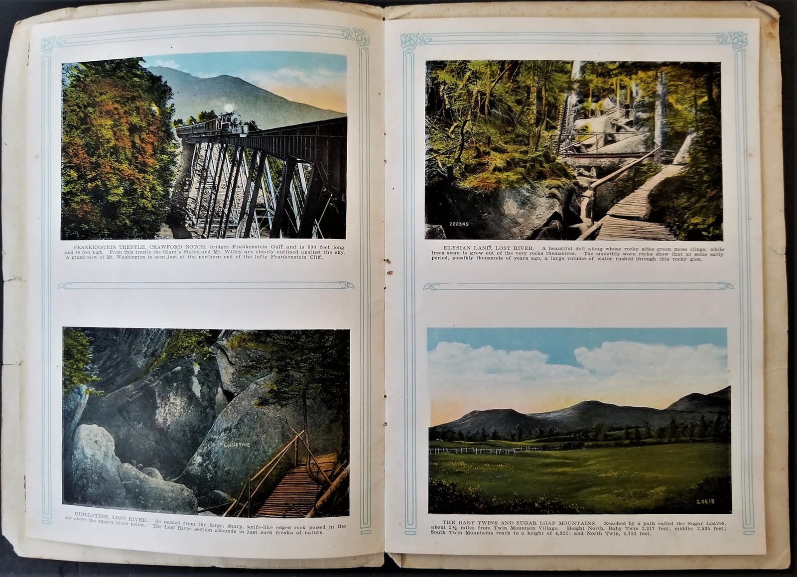 antique WHITE MOUNTAINS nh NEW HAMPSHIRE souvenir GUIDE BOOK color photo liths