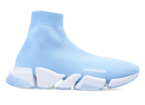 BALENCIAGA BALENCIAGA MENS SPEED 2.0 SOCK BLUE WHITE HIGH TOP KNIT TRAINER SNEAKER 44 11