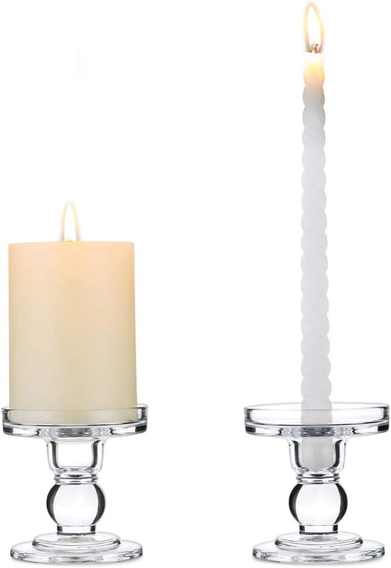 NUPTIO 2-Piece Glass Candle Holder Set for Weddings and Home Decor