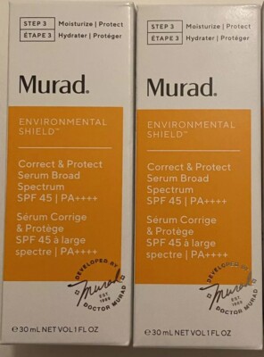 2 Murad Environmental Shield Correct & Protect Serum 1oz. SPF45 PA++ 07/2024 New