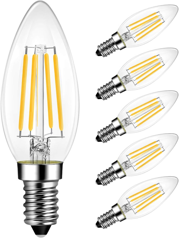 E12 Candelabra LED Bulb, Dimmable 500 Lumens, LED Chandelier Light Bulbs, 60W Eq