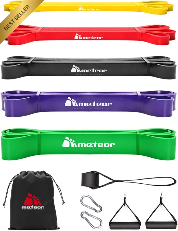 Meteor Essential Power Bands, Resistance Loop Set, Natural Latex Fitness Bands f