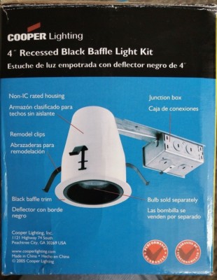 4'' Recessed Lighting Kit, White with Black Baffle, Cooper P432BB