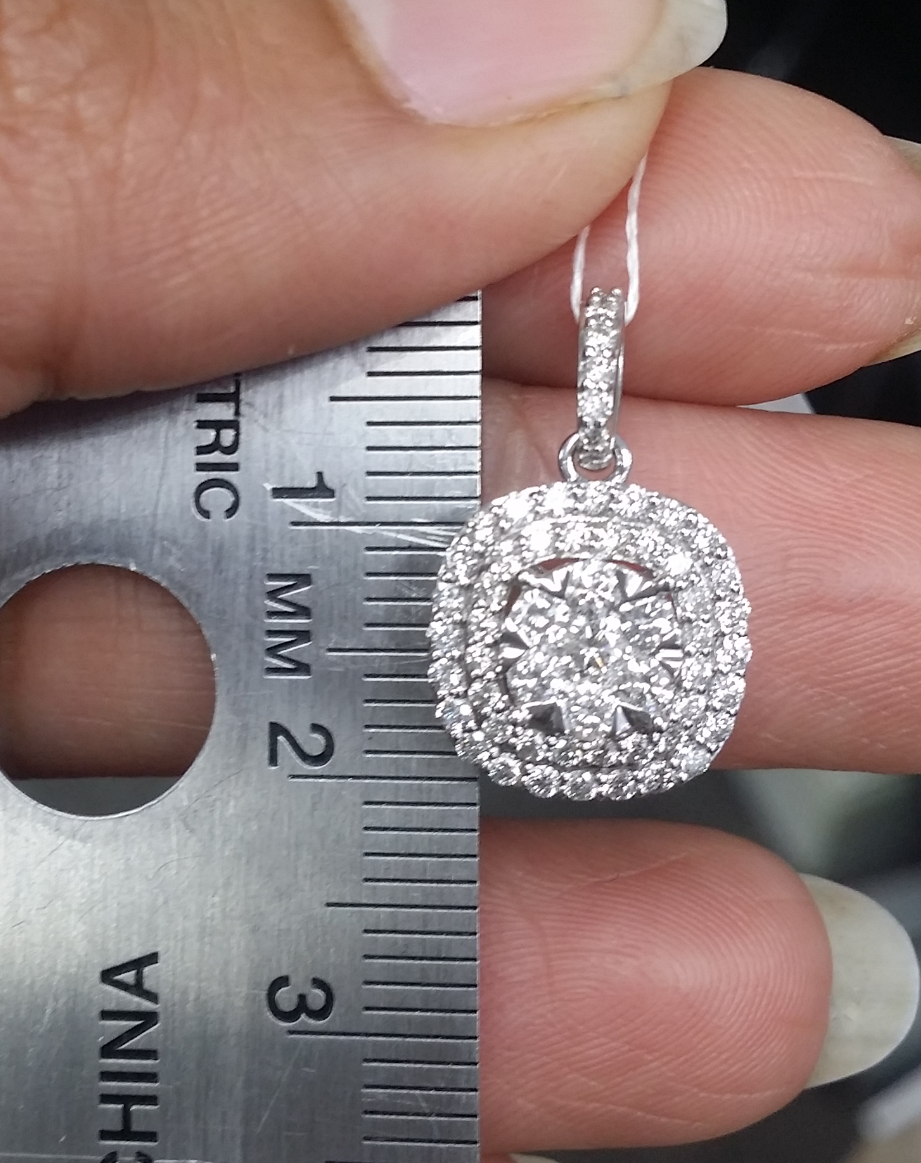 Pre-owned Handmade Steal Deal 0.80 Ctw Genuine Cluster Diamond Cushion Halo Pendant Charm 14k Gold