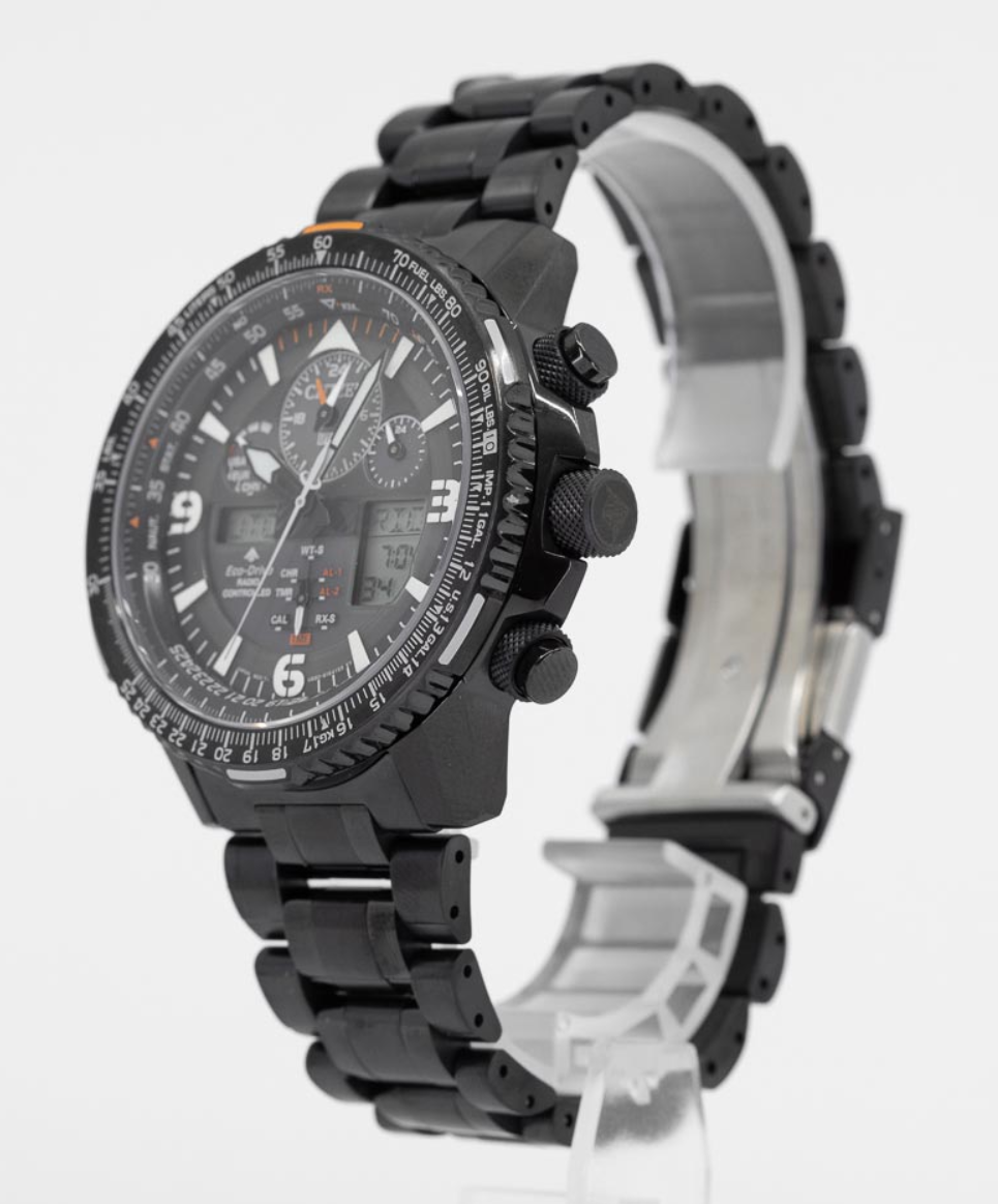 Pre-owned Citizen Promaster Skyhawk Black Dial Sapphire World Time Watch Jy8075-51e