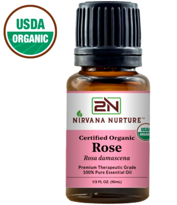 Organic Rose Essential Oil USDA Certified 100% Pure Therapeutic Grade Natural