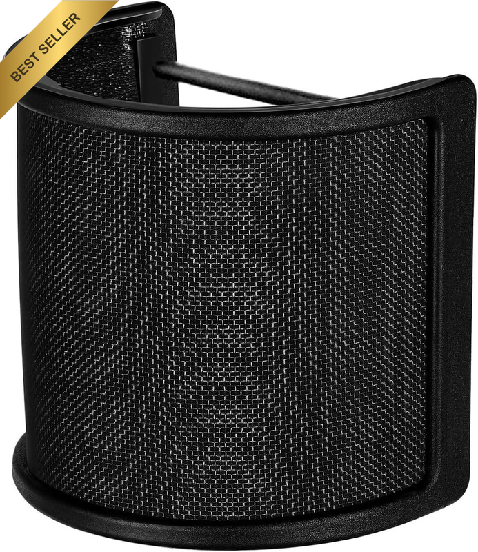 Mic Pop Filter Metal Mesh and Foam Layer Mic Cover Handheld Microphone Pop Filte