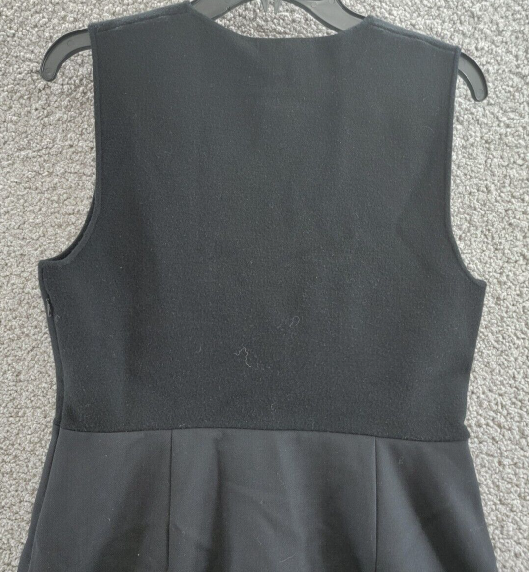 Theory Tailor Wool Short Mini Dress Women's L Black Round Neck Side Zip Closure - Picture 10 of 15
