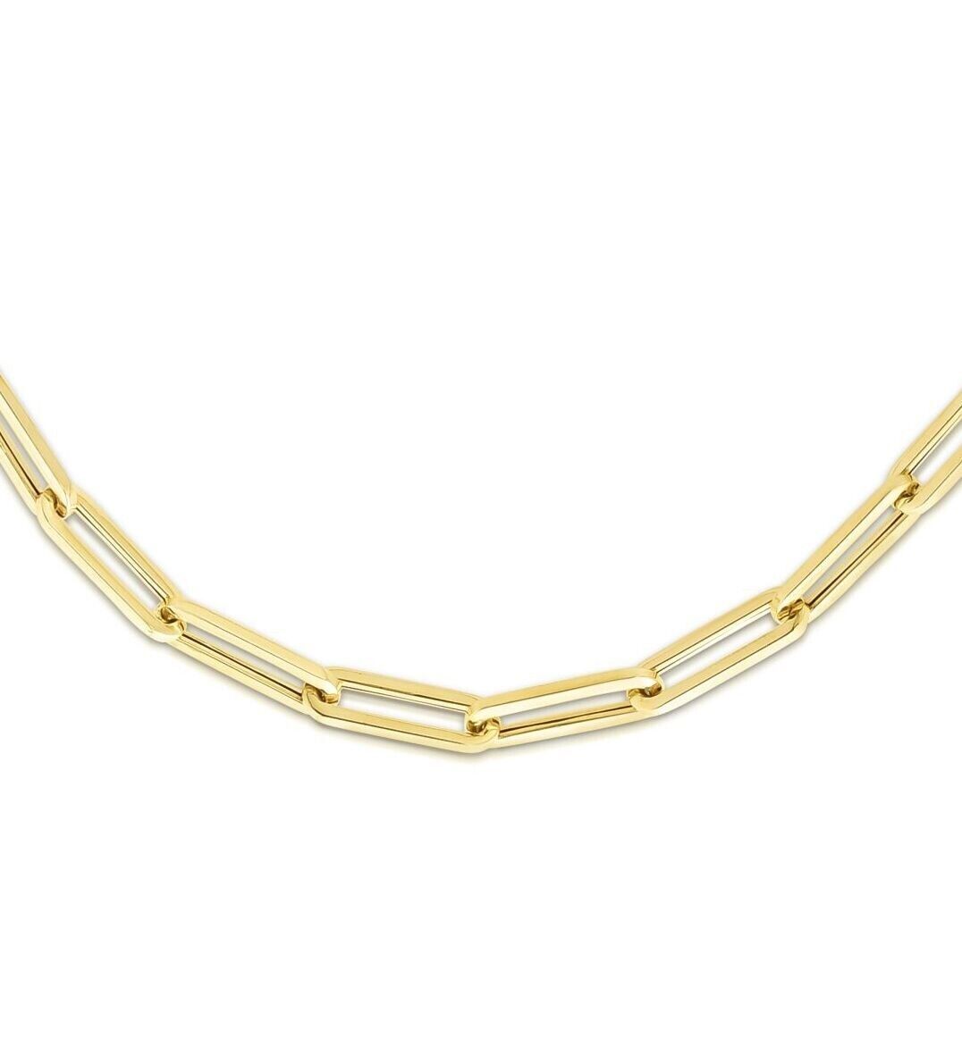 Pre-owned Link 14kt Yellow Gold Lite Paperclip Cable  Chain Bracelet 7.5" 2.5 Grams 4.2mm In No Stone