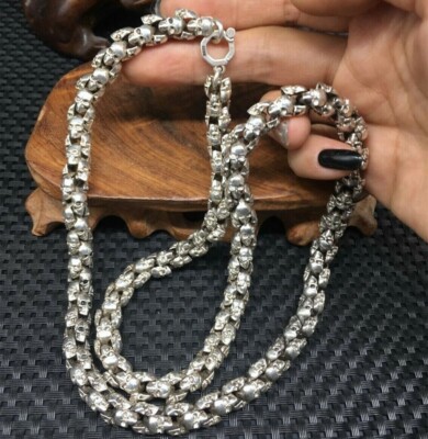 Rare chinese old Tibetan silver handmade necklace Jewelry cool gift