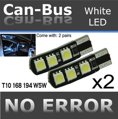 4pc T10 White 6 LED Samsung Chips Canbus Direct Plugin Glove Box Light Bulb B462
