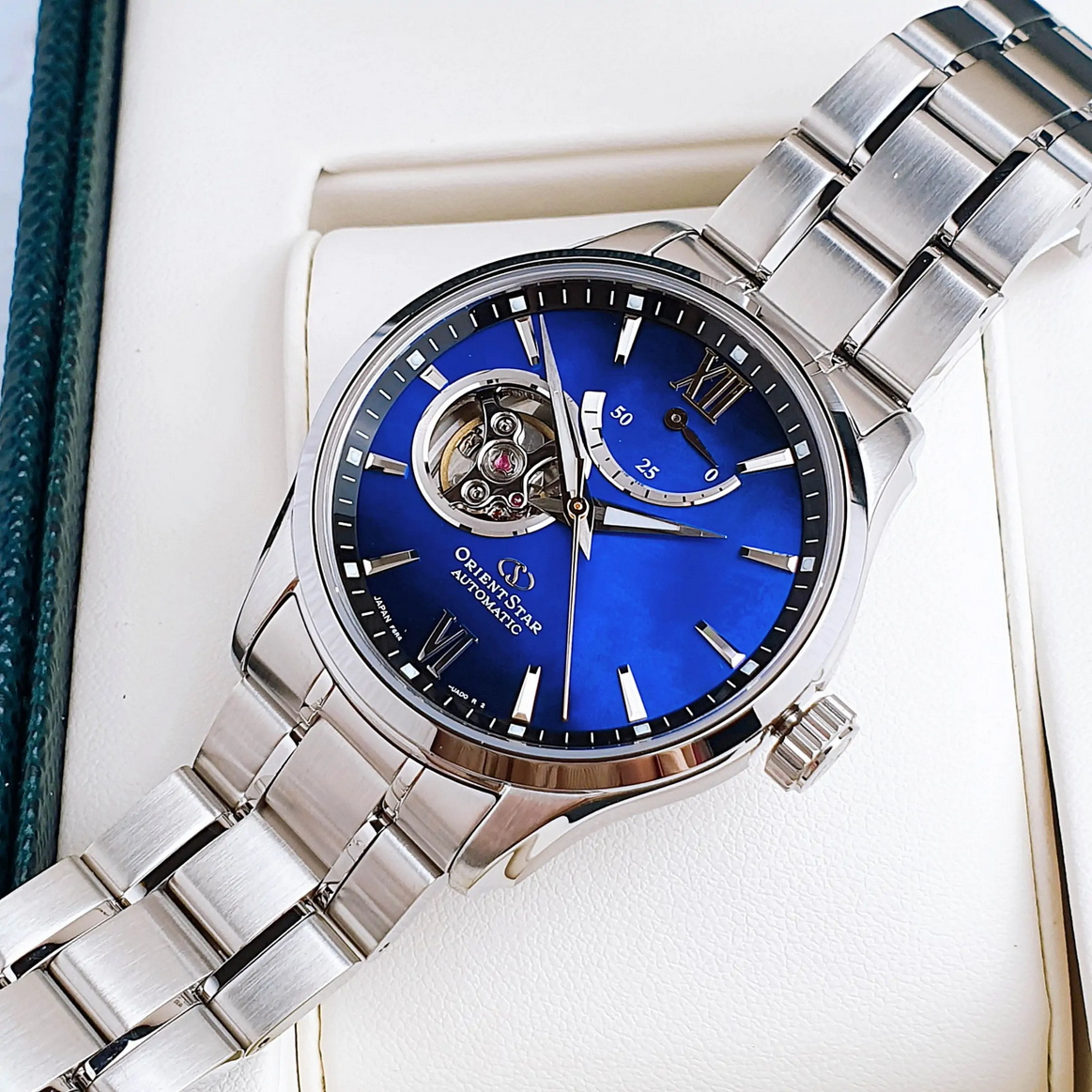 Pre-owned Orient Star Automatic Blue Dial Sapphire Crystal Men's Watch Rk-at0011a