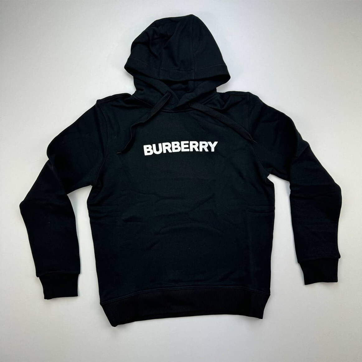 Pre-owned Burberry Men Logo Print Sweatshirt Hoodie Long Sleeves Black