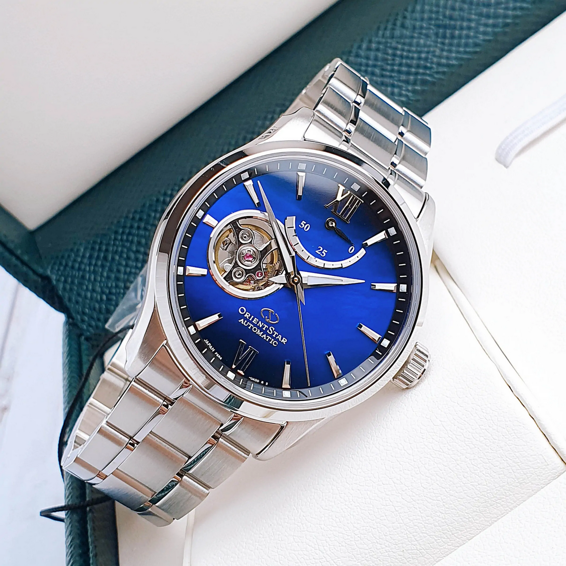 Pre-owned Orient Star Automatic Blue Dial Sapphire Crystal Men's Watch Rk-at0011a