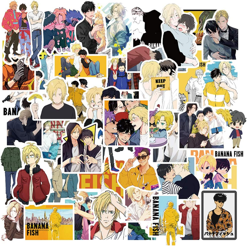 50Pcs Anime Banana Fish Stickers for Car Laptop PVC Backpack Water Bottle Pad B