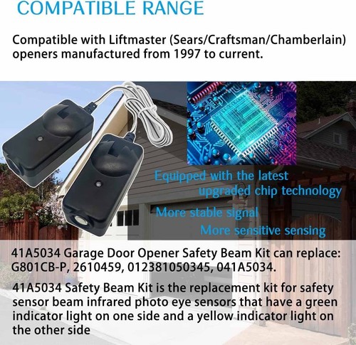 Safety Sensor Beam Eyes Fits 41A5034 41A5266-1 Liftmaster Garage Door Opener