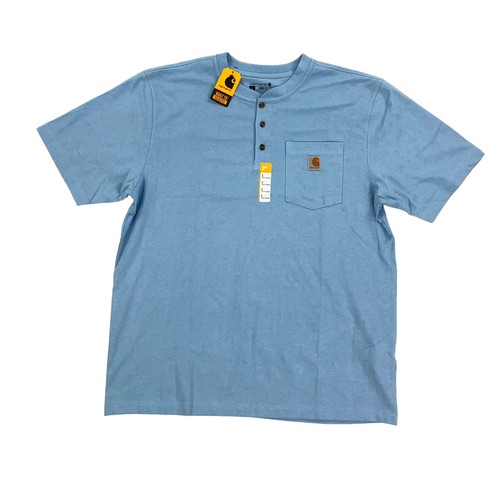 

НОВАЯ мужская футболка Carhartt Loose Fit Heavyweight с коротким карманом Henley Blue Mens Size, Синий