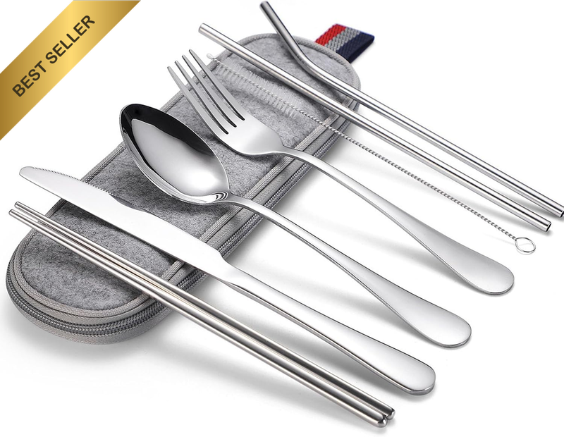 Portable Stainless Steel Cutlery Set, Outdoor Travel Camping Knife, Fork, Spoon,