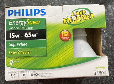 Philips CFL 15W = 65W R30 Reflector Soft White (2-Pack)  ** 8304**
