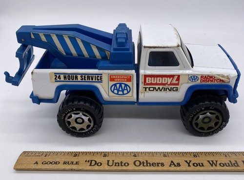 Buddy L Pressed Steel & Plastic AAA Tow Truck White & Blue