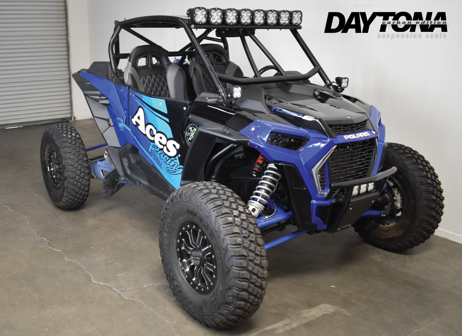 Black/Grey Carbon Diamond Stitched Polaris RZR 1000/Turbo Seats (Set of 2)