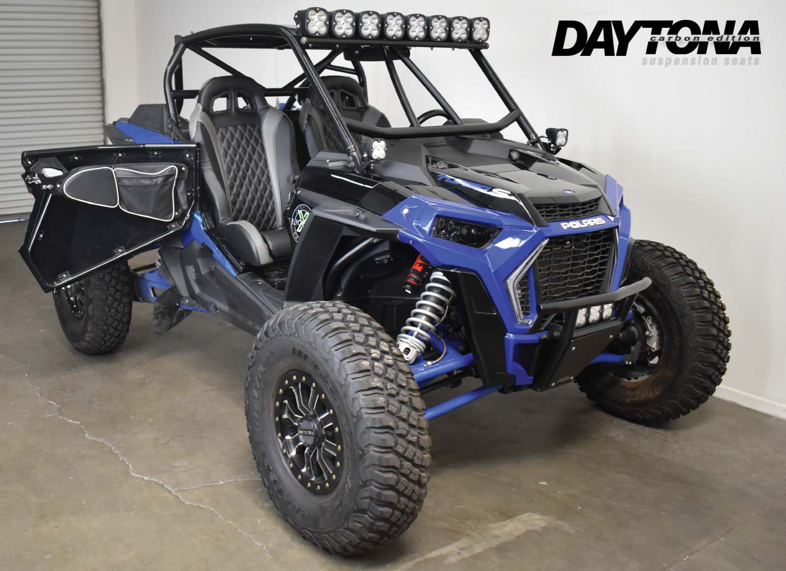 Black/Grey Carbon Diamond Stitched Polaris RZR 1000/Turbo Seats (Set of 2)