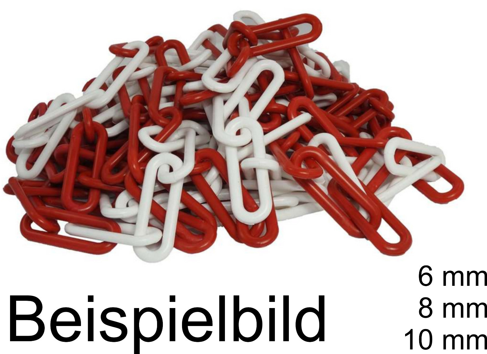 Absperrkette rot/weiß Kunststoff in 6 , 8 oder 10 mm Stärke  Meterware