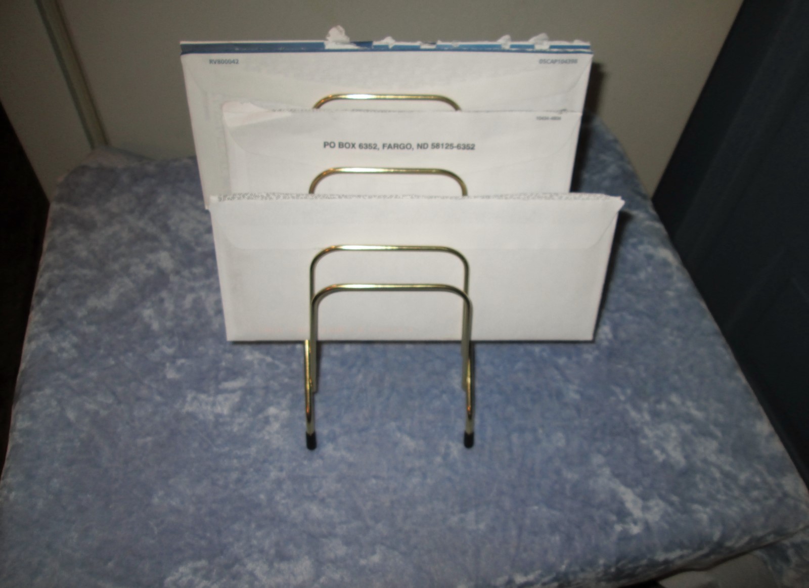 Vintage gold tone metal desktop letter holder