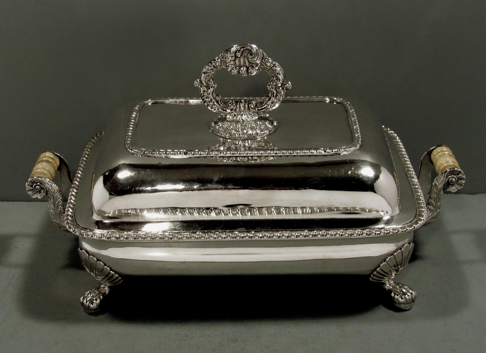 INDIAN STERLING ENTREE DISH      c1820 COPLEY & CO.