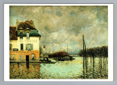 Flooding at Port-Marly by Alfred Sisley Postcard 1970s