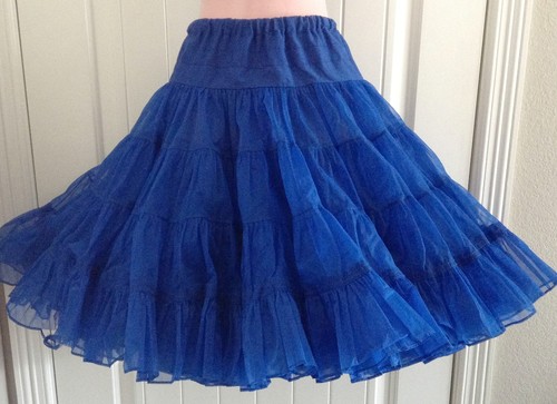 VTG Crinoline Petticoat Square Dancing Partners Please Royal Blue Size Small S
