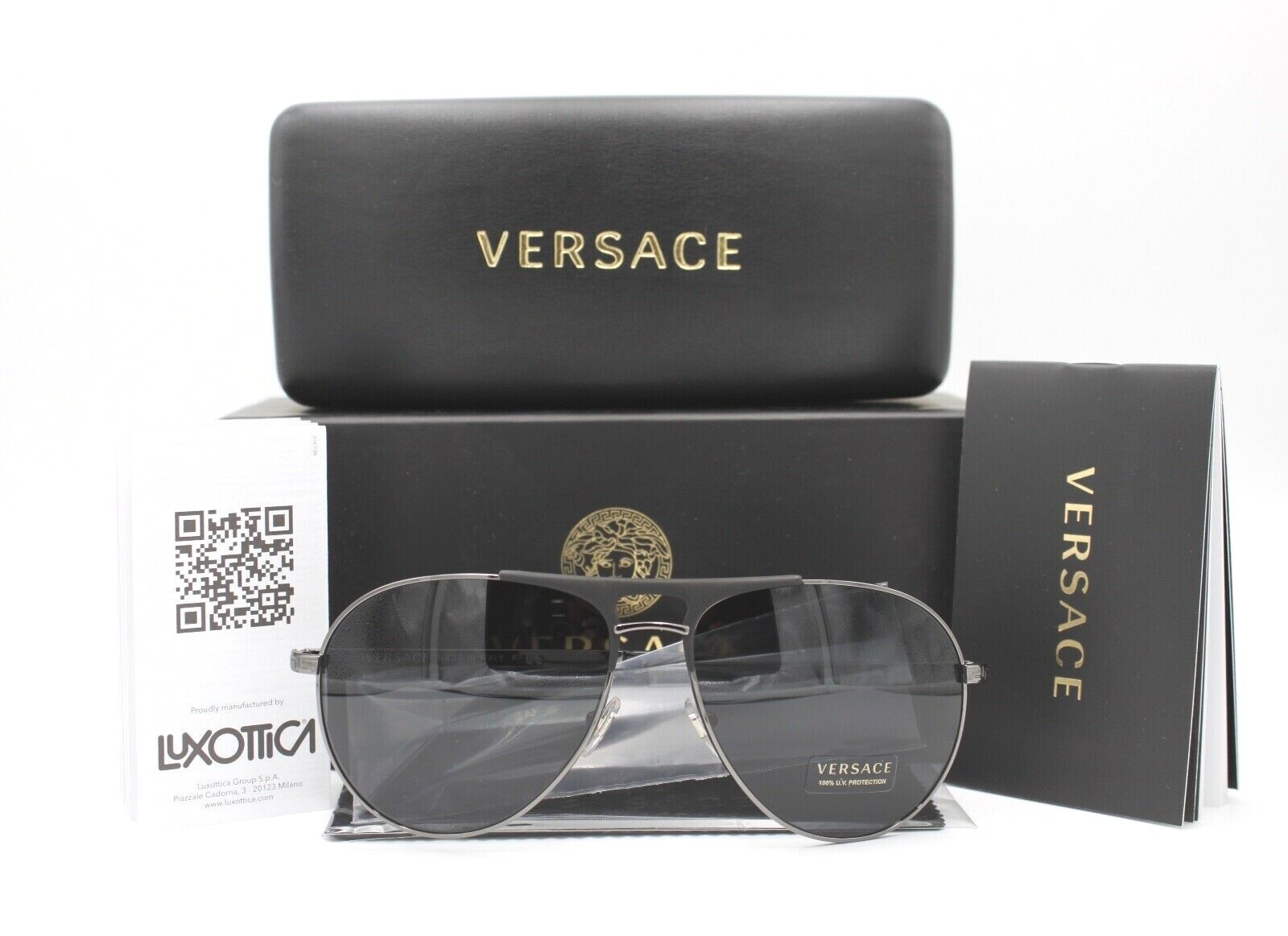 Pre-owned Versace Sunglasses Mod 2164 1001/87 60-15 140 3n Made In Italy In Gray