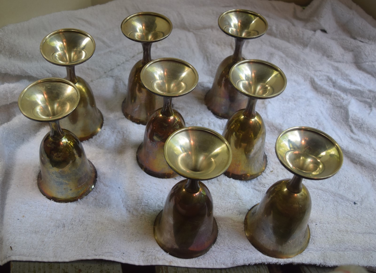 Eight Preisner Sterling Silver Water Goblets Matched Set Monogrammed 30 ozt JG1