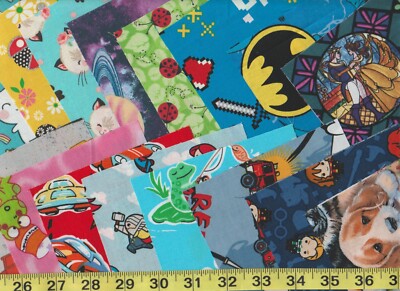 50 KIDS Assorted pre-cut quilt charm pack 5'' squares 100% cotton fabric scrappy