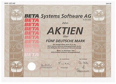Beta Systems Software  AG Berlin Sammel-Inhaber-Aktie  10 x 5 DM  1995