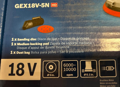 BRAND NEW BOSCH GEX18V-5N 18V Volt Brushless 5” Random Orbit Sander (Bare Tool)