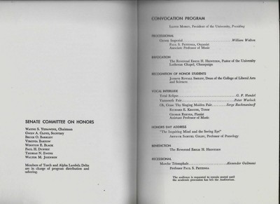 UNIVERSITY OF ILLINOIS AT URBANA - VINTAGE 1955 HONORS DAY PROGRAM