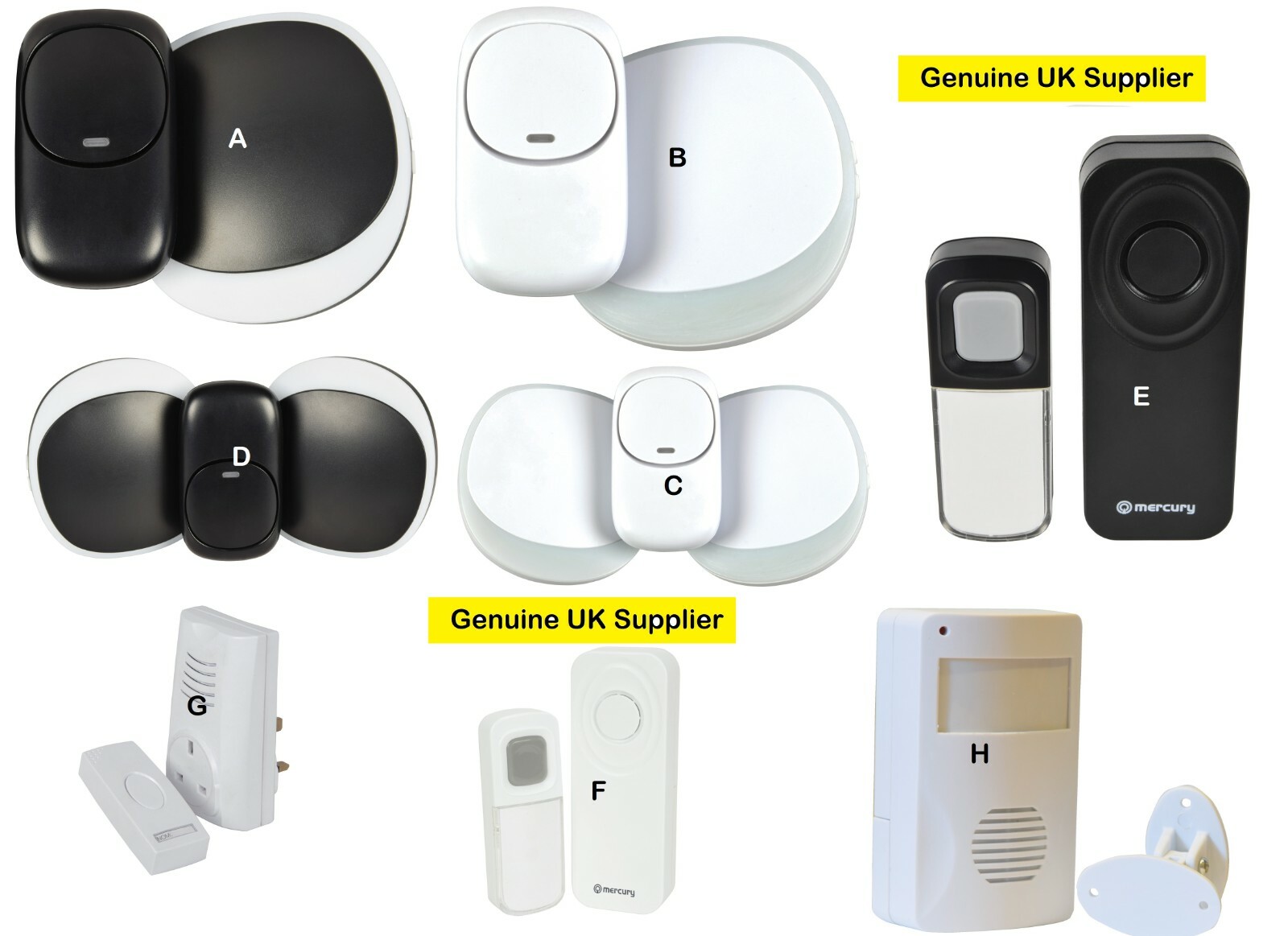 UK Wireless Cordless Doorbell Tunes Light Doorchime Door Bell Portable Choice eBay