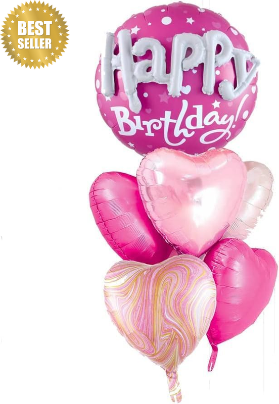 18 Inch Hot Pink Happy Birthday Foil Balloons for Party