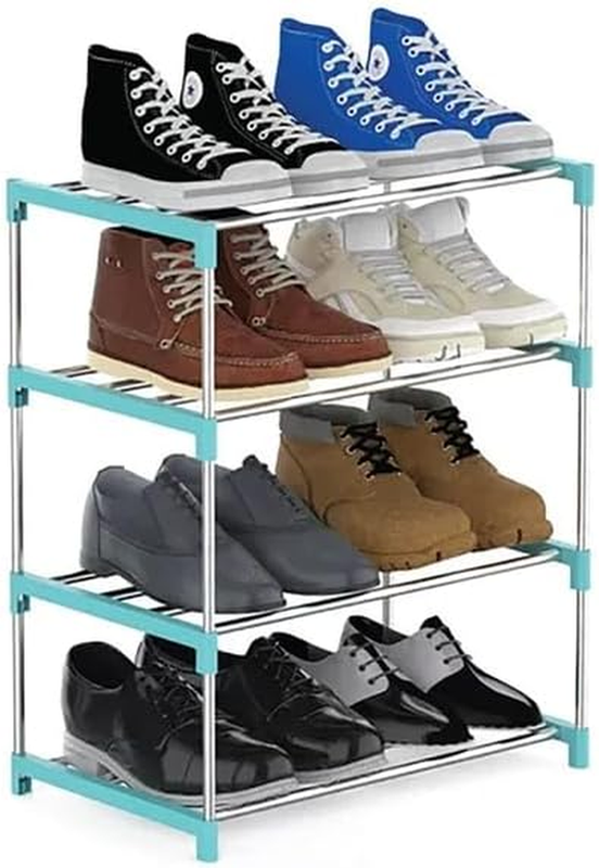 4-Tier Shoe Organizing Shelf Rack – Compact Steel Frame Storage for Entryways, Closets, Dorms & Bedrooms – Holds up to 6 Pairs of Shoes