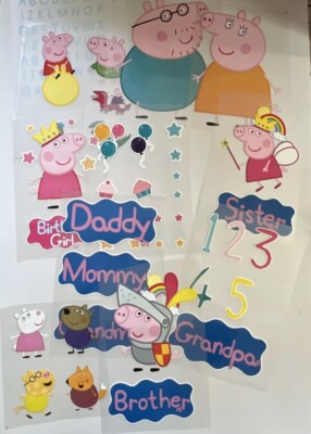 Peppa Pig Birthday Girl Party Iron On Giant Set T-shirt, Bag, Fabric Transfers