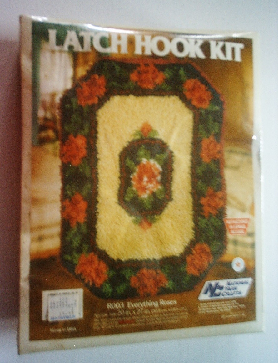 2 new vintage Latch Hook Rugmaking kits-Garden Duck-Everything Roses-craft-hobby