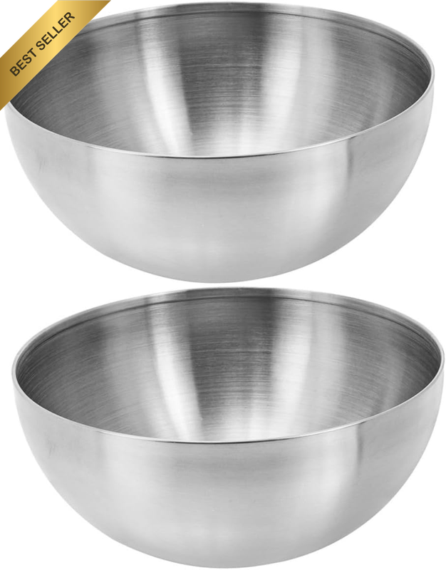 2Pcs Stainless Steel Salad Bowls for Food Prep and Serving, round Shape with Eas