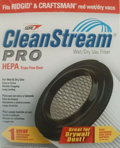 Gore Cleanstream Pro HEPA Filter Shop-Vac Wet/Dry Vacuum Craftsman Ridgid 