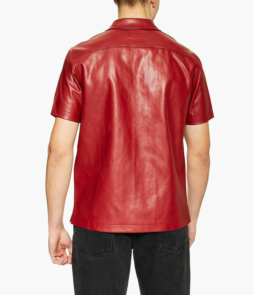LEATHER  CRAZE HERREN ORIGINAL LAMMFELL LEDER KRAGEN LEICHTE JACKE ÜBER SHIRT HEMD G38