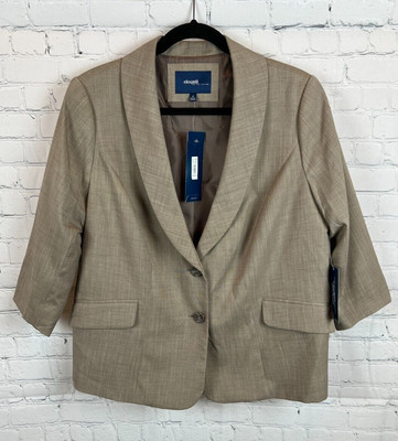 ELOQUII beige classic button down career blazer jacket size 14W NWT