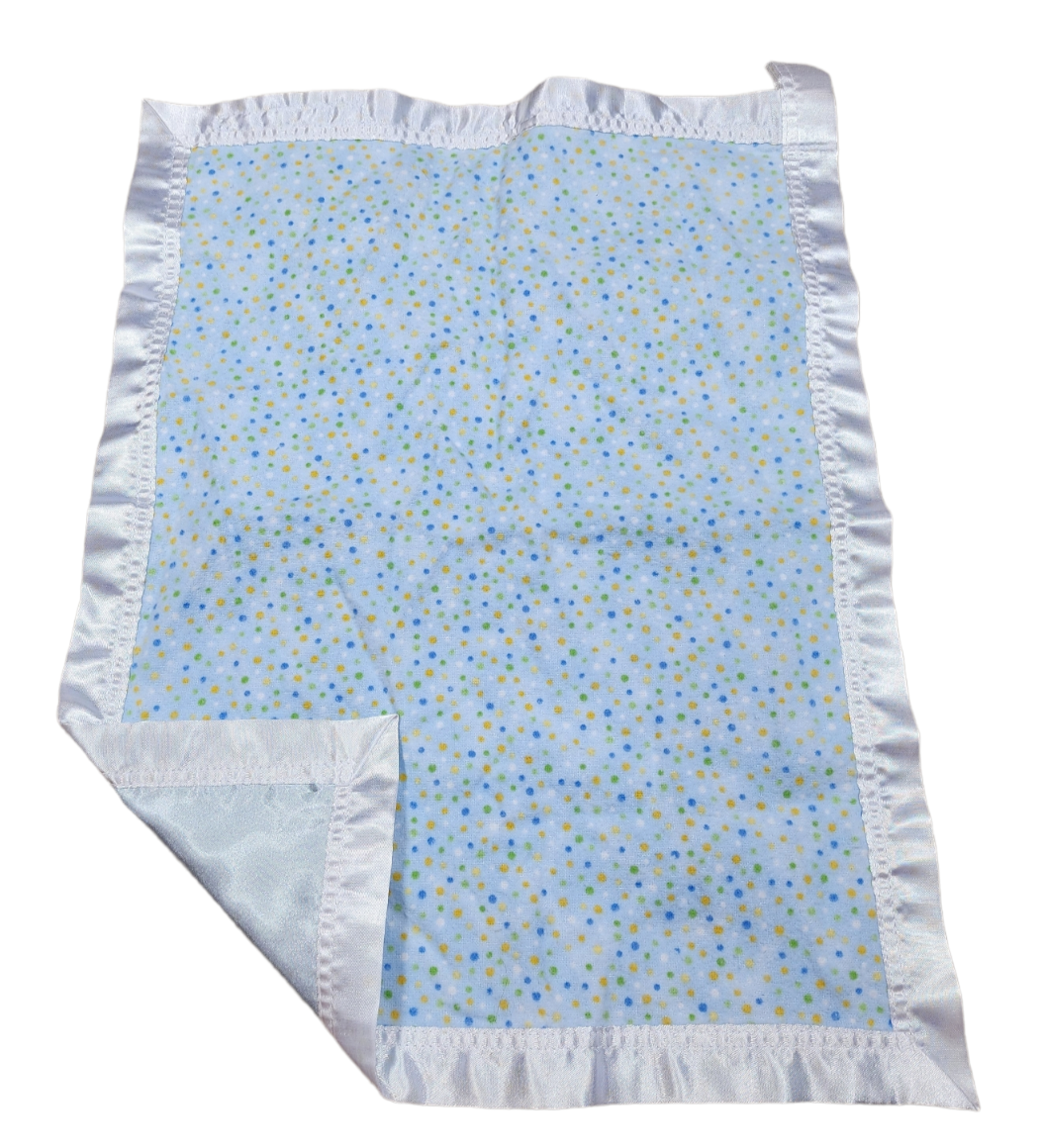 Plush Baby Satin Blue White Dot Yellow